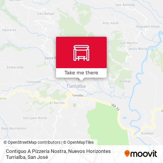 Contiguo A Pizzería Nostra, Nuevos Horizontes Turrialba map