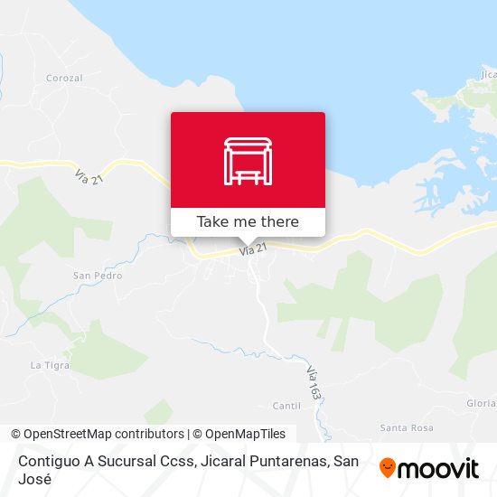 Mapa de Contiguo A Sucursal Ccss, Jicaral Puntarenas