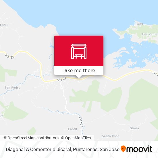 Mapa de Diagonal A Cementerio Jicaral, Puntarenas
