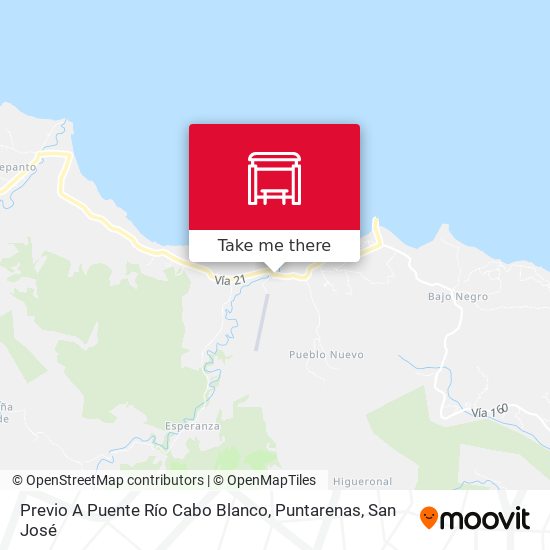 Previo A Puente Río Cabo Blanco, Puntarenas map
