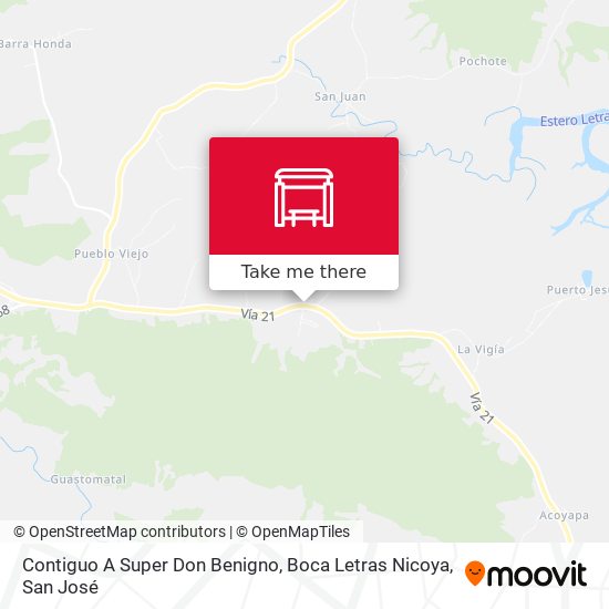 Contiguo A Super Don Benigno, Boca Letras Nicoya map