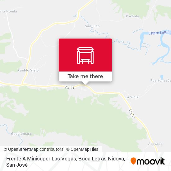 Mapa de Frente A Minisuper Las Vegas, Boca Letras Nicoya