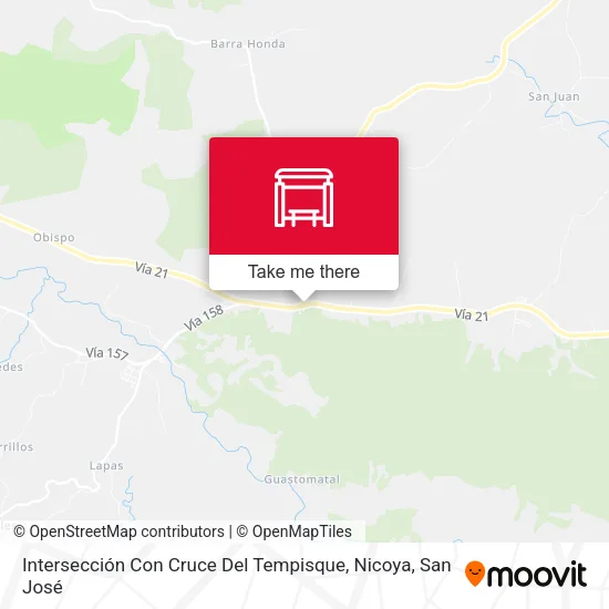 Mapa de Intersección Con Cruce Del Tempisque, Nicoya
