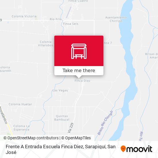 Mapa de Frente A Entrada Escuela Finca Diez, Sarapiquí