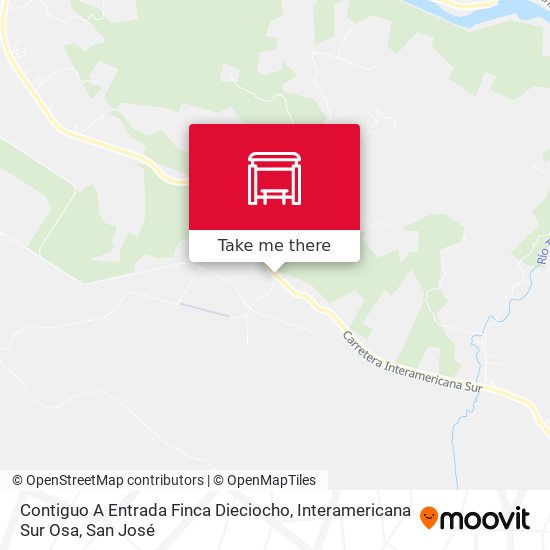 Mapa de Contiguo A Entrada Finca Dieciocho, Interamericana Sur Osa