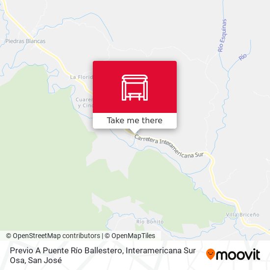 Previo A Puente Río Ballestero, Interamericana Sur Osa map
