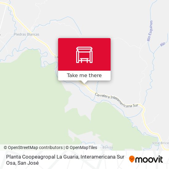 Planta Coopeagropal La Guaria, Interamericana Sur Osa map