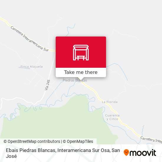 Ebais Piedras Blancas, Interamericana Sur Osa map
