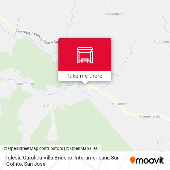 Mapa de Iglesia Católica Villa Briceño, Interamericana Sur Golfito