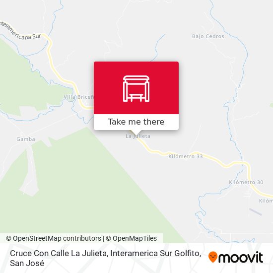 Cruce Con Calle La Julieta, Interamerica Sur Golfito map