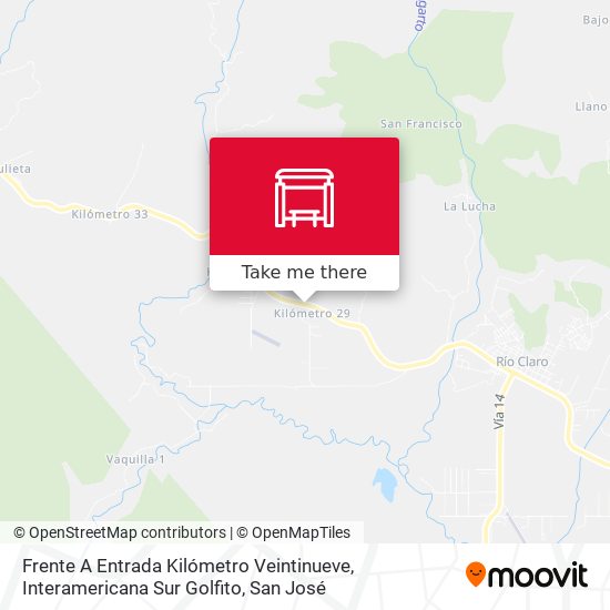 Mapa de Frente A Entrada Kilómetro Veintinueve, Interamericana Sur Golfito