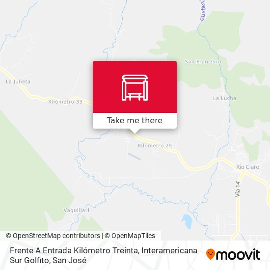 Mapa de Frente A Entrada Kilómetro Treinta, Interamericana Sur Golfito