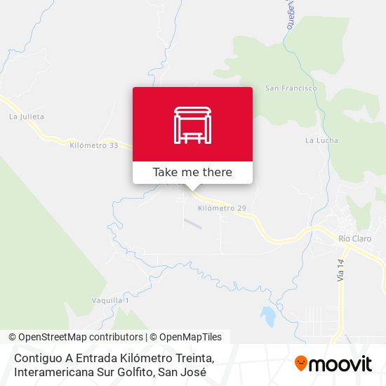 Mapa de Contiguo A Entrada Kilómetro Treinta, Interamericana Sur Golfito