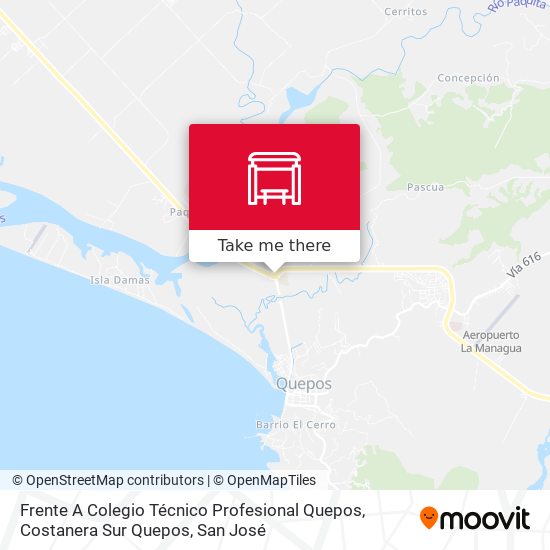 Frente A Colegio Técnico Profesional Quepos, Costanera Sur Quepos map