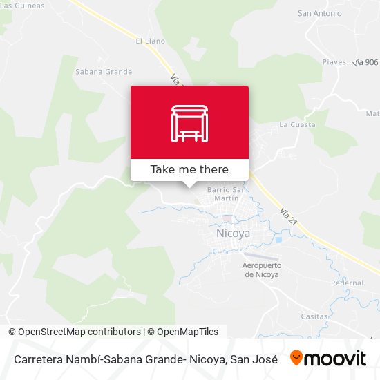 Mapa de Carretera Nambí-Sabana Grande- Nicoya
