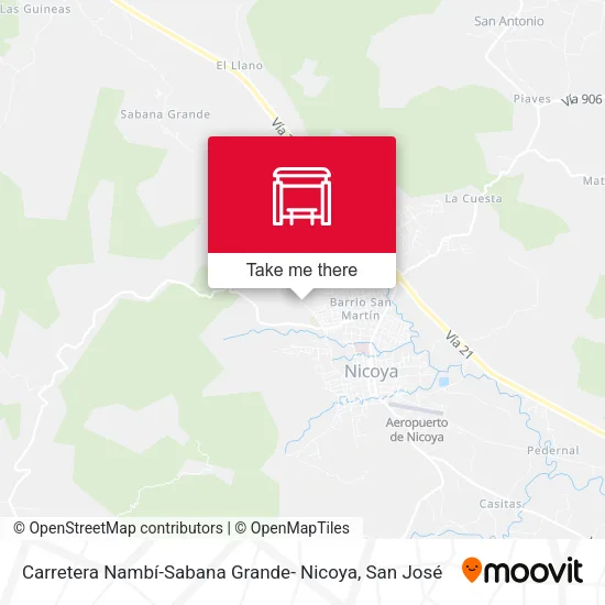 Carretera Nambí-Sabana Grande- Nicoya map