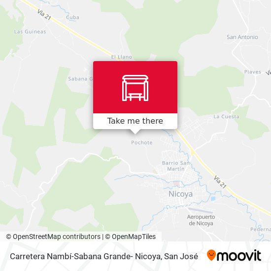 Carretera Nambí-Sabana Grande- Nicoya map