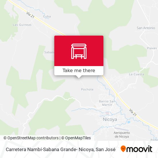Mapa de Carretera Nambí-Sabana Grande- Nicoya