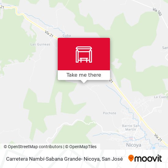 Carretera Nambí-Sabana Grande- Nicoya map