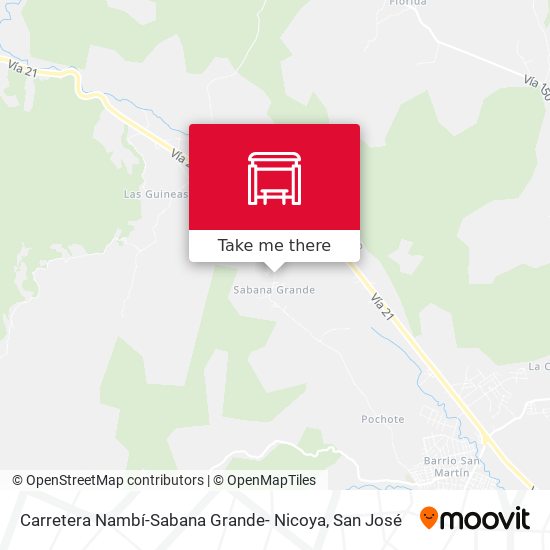 Carretera Nambí-Sabana Grande- Nicoya map