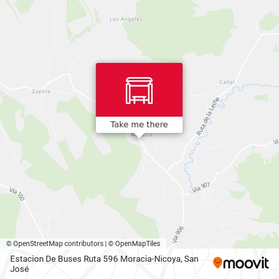 Mapa de Estacion De Buses Ruta 596 Moracia-Nicoya