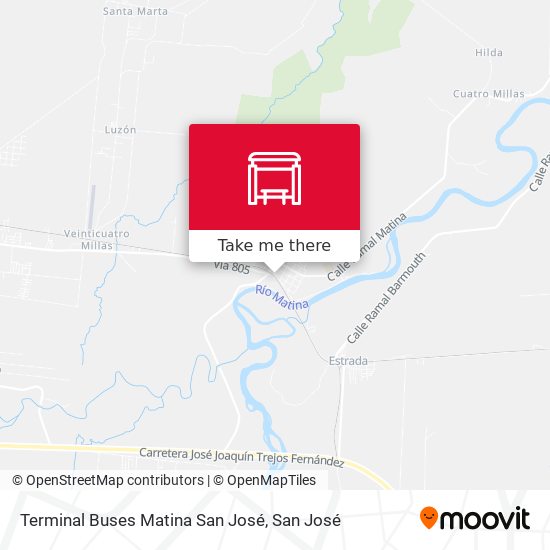 Mapa de Terminal Buses Matina San José