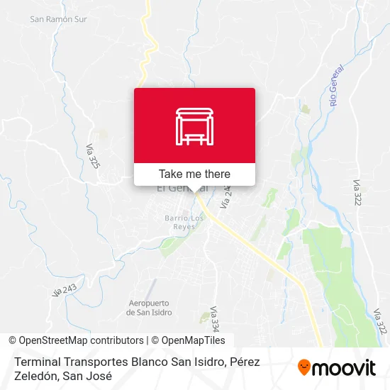 Terminal Transportes Blanco San Isidro, Pérez Zeledón map
