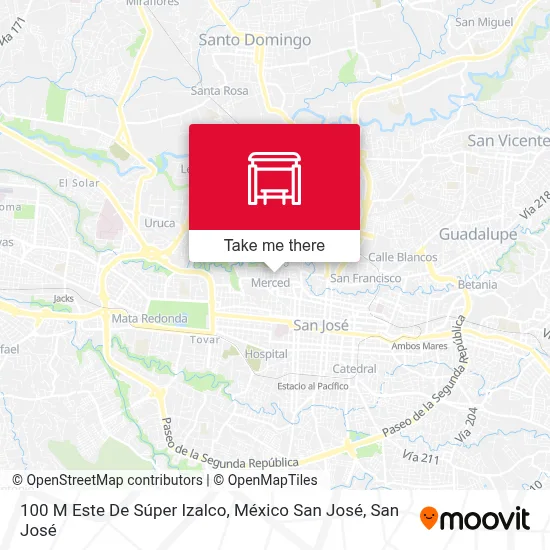 100 M Este De Súper Izalco, México San José map