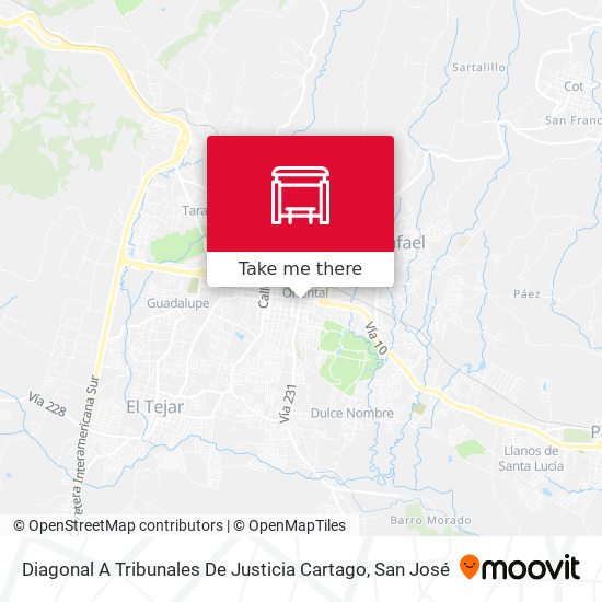 Mapa de Diagonal A Tribunales De Justicia Cartago