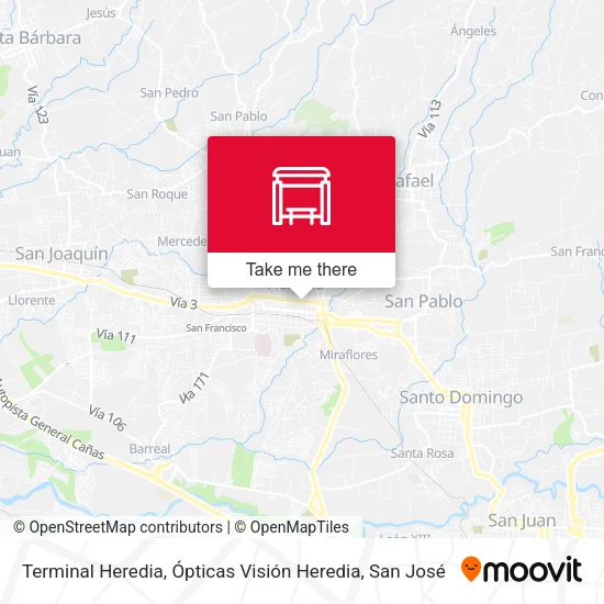 Mapa de Terminal Heredia, Ópticas Visión Heredia