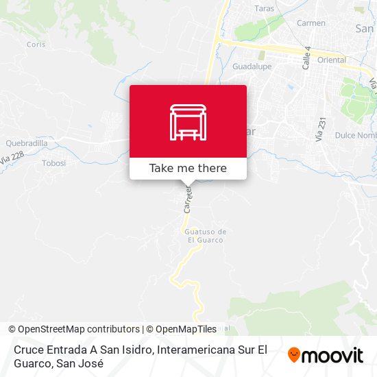 Cruce Entrada A San Isidro, Interamericana Sur El Guarco map