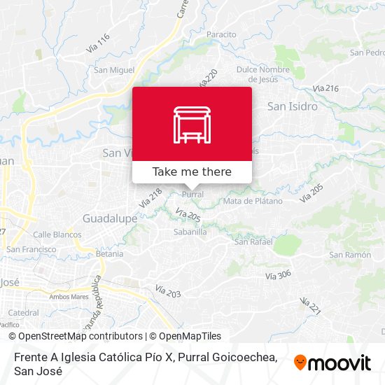 Mapa de Frente A Iglesia Católica Pío X, Purral Goicoechea