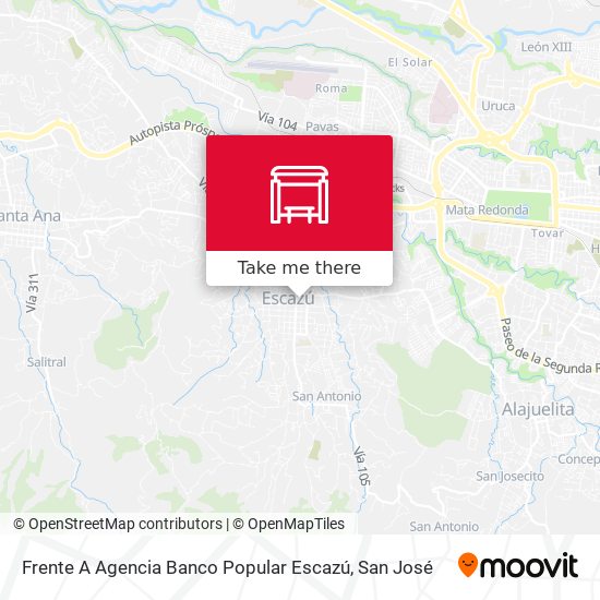Mapa de Frente A Agencia Banco Popular Escazú