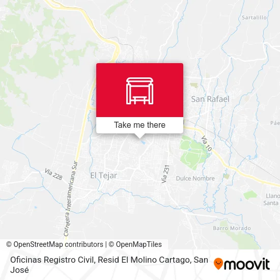 Oficinas Registro Civil, Resid El Molino Cartago map