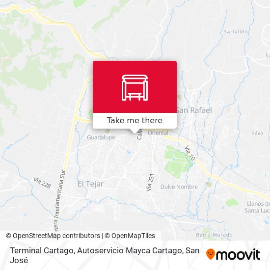 Mapa de Terminal Cartago, Autoservicio Mayca Cartago