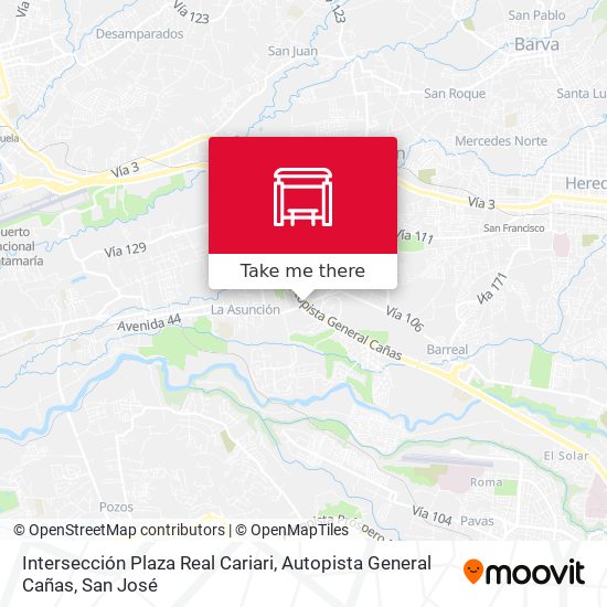 Intersección Plaza Real Cariari, Autopista General Cañas map