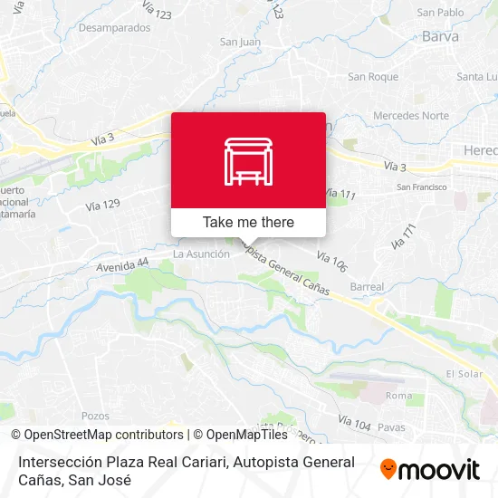 Mapa de Intersección Plaza Real Cariari, Autopista General Cañas