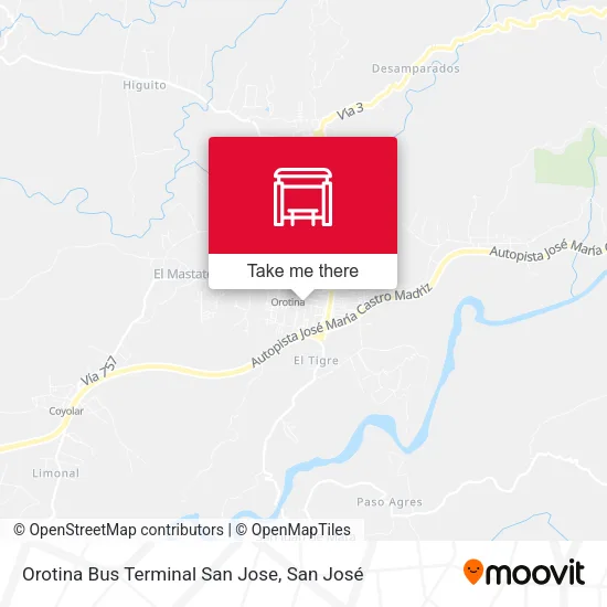 Orotina Bus Terminal San Jose map