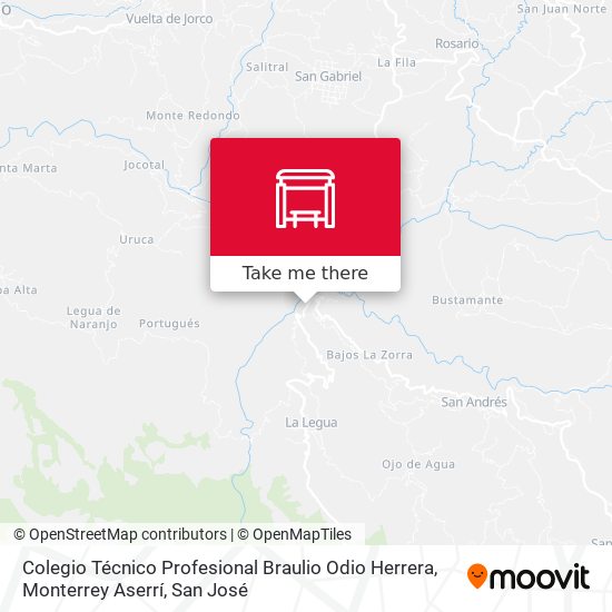 Colegio Técnico Profesional Braulio Odio Herrera, Monterrey Aserrí map