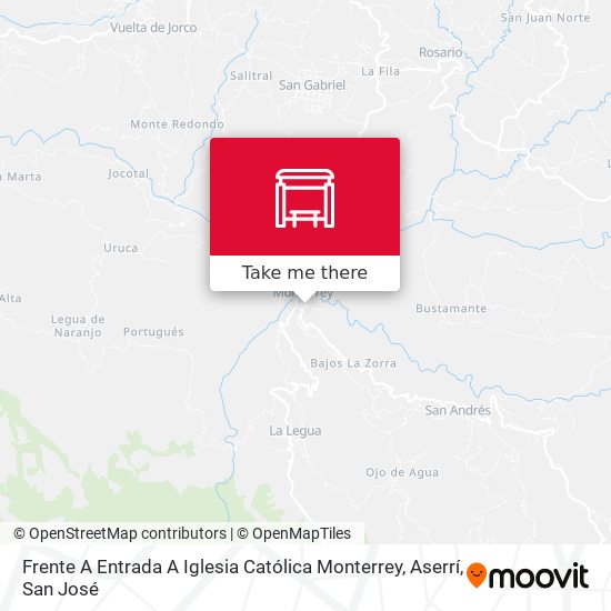 Frente A Entrada A Iglesia Católica Monterrey, Aserrí map