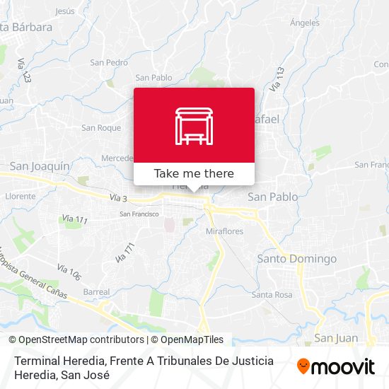 Terminal Heredia, Frente A Tribunales De Justicia Heredia map
