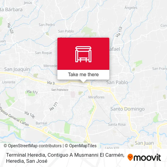 Mapa de Terminal Heredia, Contiguo A Musmanni El Carmén, Heredia