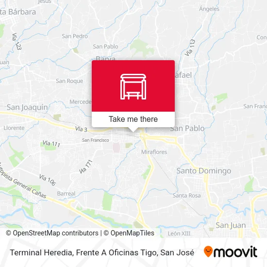 Mapa de Terminal Heredia, Frente A Oficinas Tigo