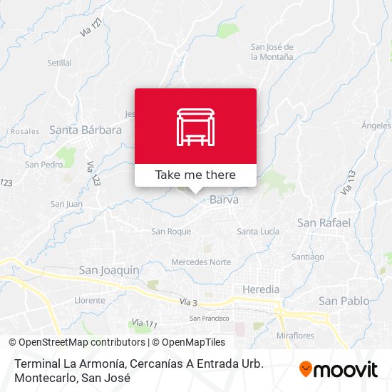 Mapa de Terminal La Armonía, Cercanías A Entrada Urb. Montecarlo