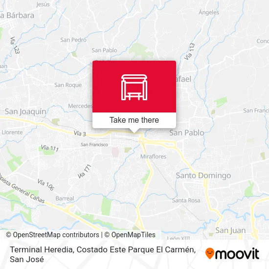 Mapa de Terminal Heredia, Costado Este Parque El Carmén