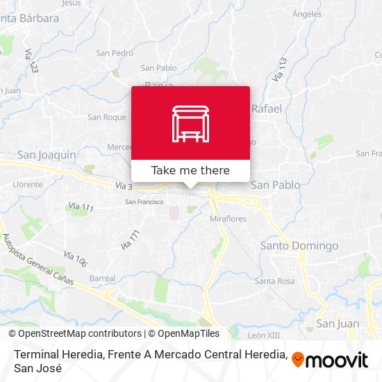 Mapa de Terminal Heredia, Frente A Mercado Central Heredia