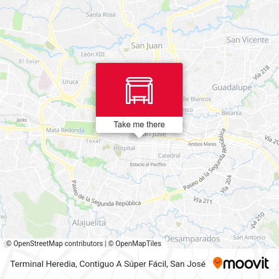 Mapa de Terminal Heredia, Contiguo A Súper Fácil