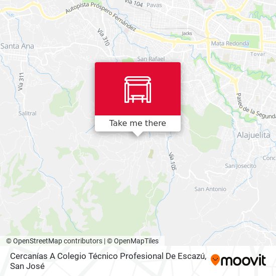 Mapa de Cercanías A Colegio Técnico Profesional De Escazú