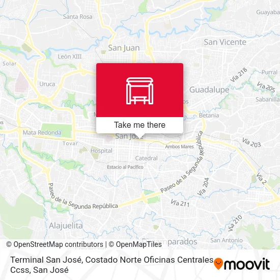Terminal San José, Costado Norte Oficinas Centrales Ccss map