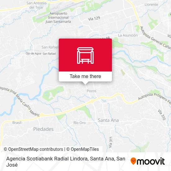Mapa de Agencia Scotiabank Radial Lindora, Santa Ana